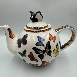 Tetera de cerámica coleccionable Paul Cardew Butterflies 2007 tapa monarca excelente - Imagen 1 de 17