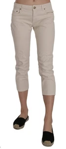 Dondup Beige Cotton Stretch Low Waist Skinny Cropped Capri Women's Jeans - Picture 1 of 4