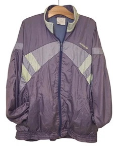 Adidas 1980's Vintage Nylon Shell Jacket Sz XXL UK 44 / 46 Green Purple D8 F192 - Picture 1 of 13