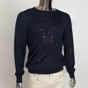 H&M Merino Wool Blend Crew Neck Sweater Navy Mens L - Picture 1 of 5