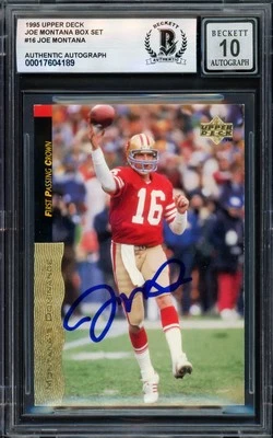 Joe Montana Signed 1995 Upper Deck Card 16 49ers Auto GM 10 Beckett #17604189 - Image 1 of 2