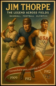 Jim Thorpe Legend Across Fields Poster Art - Picture 1 of 19