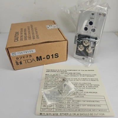 Nuevo TOA M-01S Entrada de Micrófono para Amplificador de Terminación de Tornillo Serie 900 Amp Foto 1 de 3