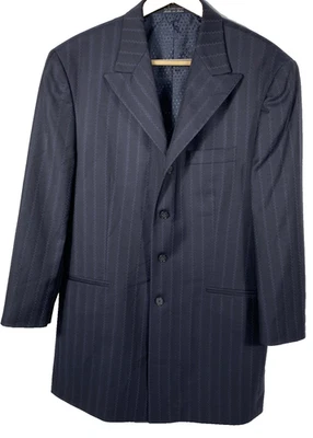 Steve Harvey Vanquish Azul Marino Rayas 4 Botones Hombre Traje Chaqueta 42R Usado en Excelente Condición Foto 1 de 4