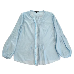 Kobi Halperin Sophie Pintuck Cotton Silk Blouse SZ S Sheer Lightweight Top $398 - Picture 1 of 19