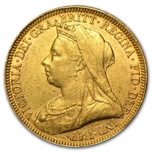 1893-1901 Great Britain Gold Sov. Victoria Veil Head Avg Circ - Picture 1 of 2