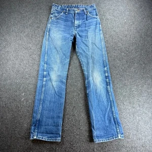 Kids Wrangler Slim Fit Blue Denim Jeans Adjustable Waist Flared Leg Vintage - Picture 1 of 7