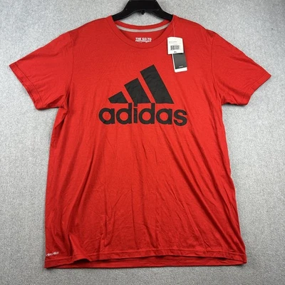 Adidas Shirt Mens XL Red Black Classic Climalite Performance Athletic Tee New - Image 1 of 4