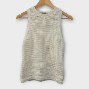 Madewell Häkel Strick Rundhals Pullover Tank Damen S Creme Boho Resort - Bild 1 von 8