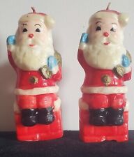 2 Vintage Suni Japan Santa Christmas Candles 5.5" Unused