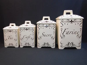 4 Jay Willfred Andrea Sadek schwarz und creme Fleur de Lis Kanister Set - Bild 1 von 11