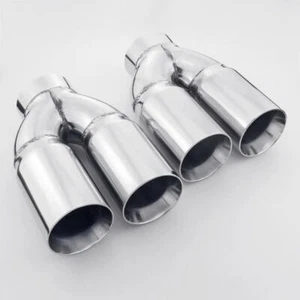 2PCS 3" Inlet Exhaust Tips Quad 3" Out Straight Cut Double Wall 8.8" Long SS304 - Bild 1 von 7