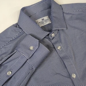 Mizzen Main Shirt Men’s XL Trim Fit Blue Check Stretch Shirt - Picture 1 of 7