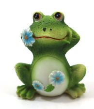 J4 frog holding blue flower FROG FIGURINE ganz fairy garden