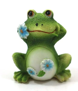 J4 frog holding blue flower FROG FIGURINE ganz fairy garden - Picture 1 of 9