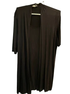 Ulla Popken Womens PlusSize 28/30Black 3/4 Sleeve Kaftan Jersey Knit Midi Dress - Picture 1 of 5