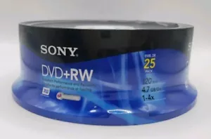 Sony DVD+RW 25 Pack Discs 4.7GB 120Min 1-4x Brand New Sealed - Picture 1 of 4