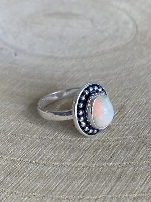 Bohemian Ethiopian Opal Ring Size O 1/2 Sterling Silver 925 Plated - Image 1 of 4