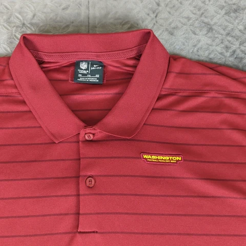 Washington Football Team Polo Shirt Nike Dri Fit Stripe Red Short Sleeve Men 2XL Cover