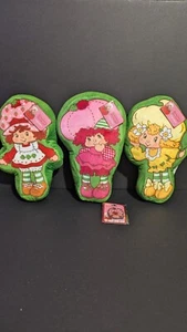Strawberry Shortcake Plush Pillows Set Of 3 & Enamel Pin - Picture 1 of 6