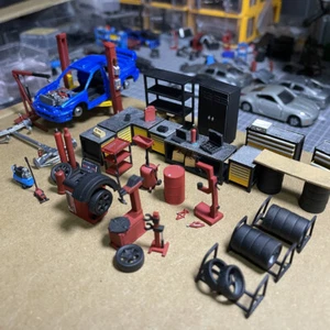 Herramienta de reparación de garaje de coche diorama 1/64 modelo taller mantenimiento escena accesorios - Imagen 1 de 21