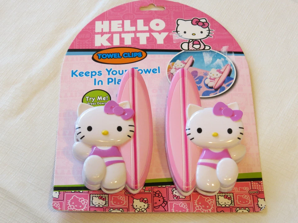 Hello Kitty Beach Towel Clips Keeps Your Towel Pink White 10006T Bag 2013 Sanrio