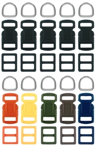 3/8 inch (11mm) 10 Dog Collar HARDWARE KITS (18 colors) buckle-slide-Dring - Picture 1 of 22