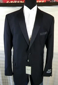 NWT FELLINI UOMO TUXEDO JACKET 49L Men Black Super 140s Poly Rayon NEW WITH TAGS - Picture 1 of 12
