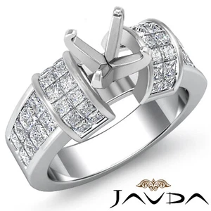 Women Round Invisible Sidestone Semi Mount Diamond Engagement Ring 1.96Ctw. - Picture 1 of 30