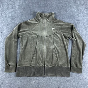 Vintage Nike Track Jacket Womens XL Green Brown Velour  Full Zip - Picture 1 of 15