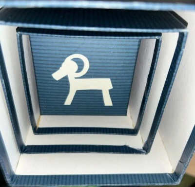 4 Nesting Cardboard Blue Boxes. Stackable. Ram/Billy Goat On Top. 7”6”5”4”inch - Image 1 of 4