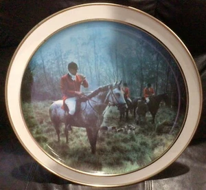 Fox Hunt Hunting Metal Round Serving Tray - Picture 1 of 6