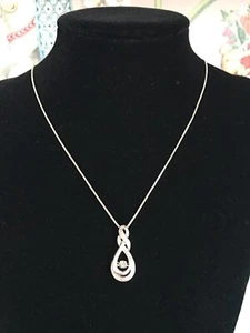 Sterling Silver 925 Dancing Diamond Pendant 18 inch Chain Necklace - Picture 1 of 8