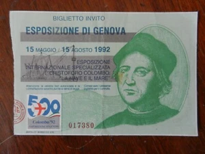 19176) BIGLIETTO INGRESSO ESPOSIZIONE GENOVA 1992 - Bild 1 von 1