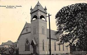 B90/ Crestline Ohio Postcard 1912 German Lutheran Church Building