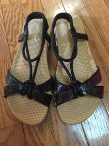 Henry Ferrera Zita-N-100 Women Open-Toe Slingback Sandals Shoes Size 9.5 Black - Picture 1 of 7