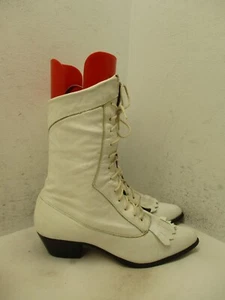 Durango Twisters Womens White Leather Lace Up Hidden Pocket Western Boot Sz 6 M - Picture 1 of 16