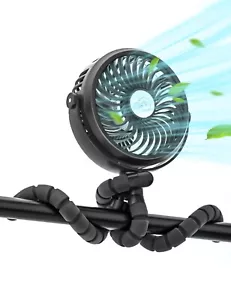 Rechargeable Portable Stroller Fan with Flexible Tripod Clip On, 3 Speeds. - Picture 1 of 5