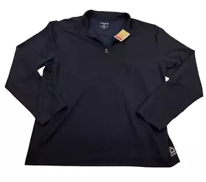 Reebok Pullover - Men 2XL - 1/4 Zip, Navy Blue Long Sleeve Sweater Regular Fit - Picture 1 of 10