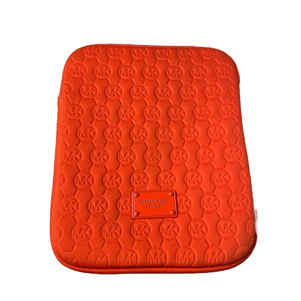 MK Michael Kors Padded Tablet iPad Sleeve Cover Orange Neoprene 8" x 10" GS 1201 - Image 1 of 4