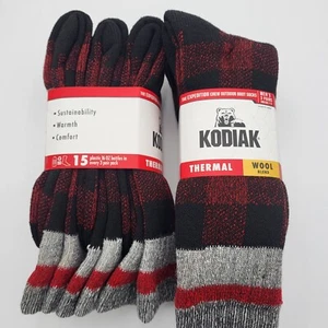 6 Pairs (2) Kodiak Thermal Wool Blend Crew Socks 3 Pack Mens Shoe Size 7-12 - Picture 1 of 4