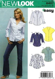 New Look 6407 EASY Semi-Fitted Button Front Shirts w Sleeve Variations Sz 10-22 - Picture 1 of 4