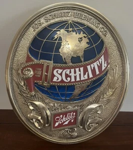 Vintage SCHLITZ BEER Globe Sign 1977 Wall Hanging 18” X 15.5” - Picture 1 of 9