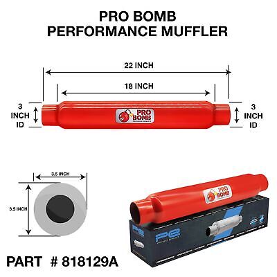3  Inch 18  PRO Bomb Glass Pack Exhaust Muffler Silencer Cherry Red Colour • 35.83€