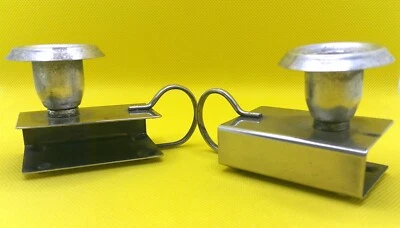 Porte-allumettes / bougeoirs (deux) en inox vintage deux fonctions en un objet - Photo 1/4