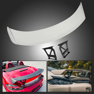 For Porsche 718 981 Cayman Boxster White Rear Trunk Spoiler Wing W/Metal Bracket - Image 1 of 4