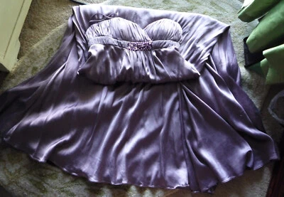 Marc Bouwer 100% Silk Strapless Embellished Glamit Plum Purple Maxi Prom Dress - Image 1 of 4