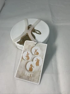 Pier 1 Easter Gold Bunny Rabbit Coasters Set Of 4 NWT - Picture 1 of 5