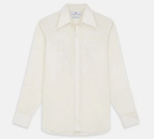 Turnbull & Asser 100% Silk Cream Long Point Embroidered Eamon Shirt XL rrp1125£ - Picture 1 of 3