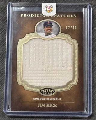 2012 Topps Tier One Jim Rice Prodigious Patches 2/10 GAME USED Relic Red Sox - Image 1 of 3